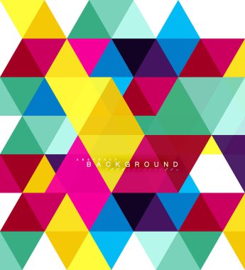 Çok renkli üçgenler arka plan, mozaik kavramı döşer.