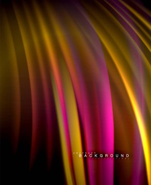 Neon parlayan dalga, sihirli enerji ve ışık arka plan. Vektör duvar kağıdı şablonu