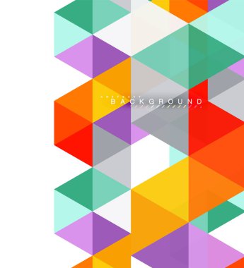 Çok renkli üçgenler arka plan, mozaik kavramı döşer.