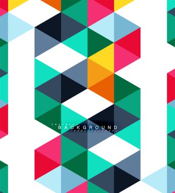 Çok renkli üçgenler arka plan, mozaik kavramı döşer.