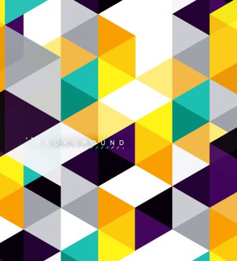 Çok renkli üçgenler arka plan, mozaik kavramı döşer.