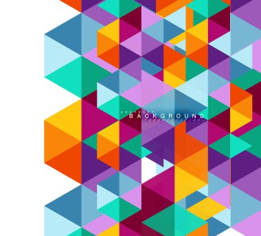 Çok renkli üçgenler arka plan, mozaik kavramı döşer.