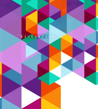 Çok renkli üçgenler arka plan, mozaik kavramı döşer.