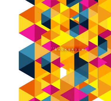 Çok renkli üçgenler arka plan, mozaik kavramı döşer.