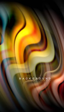 Sıvı renk arka plan, siyah, renkli mermer veya plastik dalga doku zemin, çok renkli şablonu için iş veya teknoloji sunu veya web broşür kapak üzerinde sıvı tasarım bükülmüş