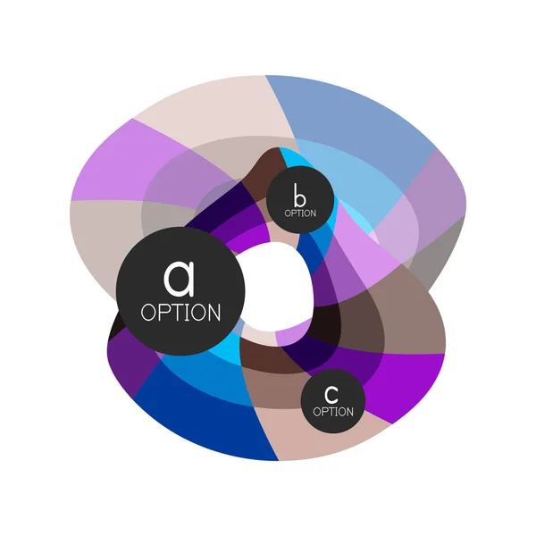 Plantilla de diseño de infografías de opciones geométricas coloridas abstractas con opciones de abc de muestra. Antecedentes abstractos para presentación comercial o banner informativo — Vector de stock