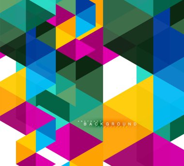 Çok renkli üçgenler arka plan, mozaik kavramı döşer.