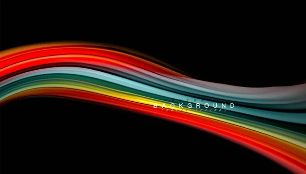 Fluid colors abstract background, twisted liquid design on black, colorful marble or plastic wave texture backdrop, multicolored template for business or technology presentation or web brochure cover — Stock Vector