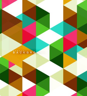 Çok renkli üçgenler arka plan, mozaik kavramı döşer.