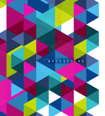 Çok renkli üçgenler arka plan, mozaik kavramı döşer.