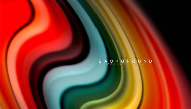 Sıvı renk arka plan, siyah, renkli mermer veya plastik dalga doku zemin, çok renkli şablonu için iş veya teknoloji sunu veya web broşür kapak üzerinde sıvı tasarım bükülmüş