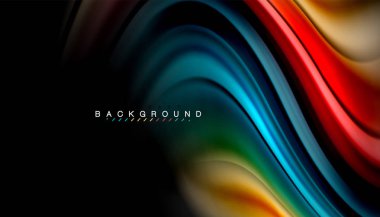 Sıvı renk arka plan, siyah, renkli mermer veya plastik dalga doku zemin, çok renkli şablonu için iş veya teknoloji sunu veya web broşür kapak üzerinde sıvı tasarım bükülmüş