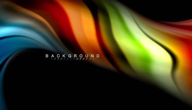 Sıvı renk arka plan, siyah, renkli mermer veya plastik dalga doku zemin, çok renkli şablonu için iş veya teknoloji sunu veya web broşür kapak üzerinde sıvı tasarım bükülmüş