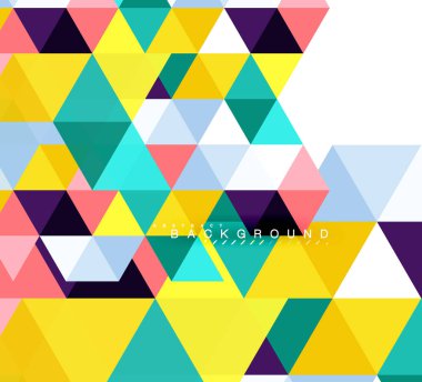Çok renkli üçgenler arka plan, mozaik kavramı döşer.