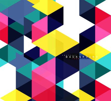 Çok renkli üçgenler arka plan, mozaik kavramı döşer.