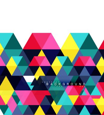 Çok renkli üçgenler arka plan, mozaik kavramı döşer.