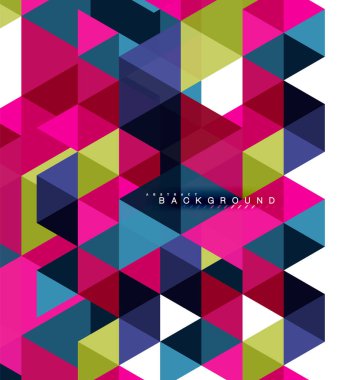 Çok renkli üçgenler arka plan, mozaik kavramı döşer.