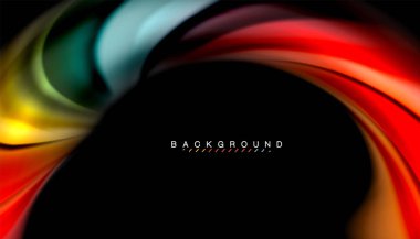 Sıvı renk arka plan, siyah, renkli mermer veya plastik dalga doku zemin, çok renkli şablonu için iş veya teknoloji sunu veya web broşür kapak üzerinde sıvı tasarım bükülmüş