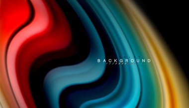 Sıvı renk arka plan, siyah, renkli mermer veya plastik dalga doku zemin, çok renkli şablonu için iş veya teknoloji sunu veya web broşür kapak üzerinde sıvı tasarım bükülmüş