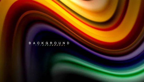 Colores fluidos fondo abstracto, diseño líquido retorcido en negro, mármol colorido o fondo de textura de onda de plástico, plantilla multicolor para presentación de negocios o tecnología o cubierta de folleto web — Vector de stock