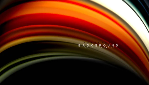 Fluid colors abstract background, twisted liquid design on black, colorful marble or plastic wave texture backdrop, multicolored template for business or technology presentation or web brochure cover — Stock Vector