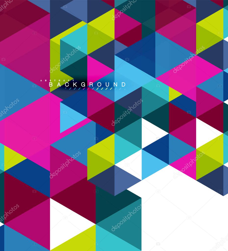 Multicolored triangles abstract background, mosaic tiles concept