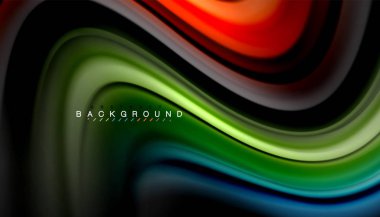 Sıvı renk arka plan, siyah, renkli mermer veya plastik dalga doku zemin, çok renkli şablonu için iş veya teknoloji sunu veya web broşür kapak üzerinde sıvı tasarım bükülmüş