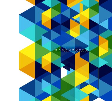 Çok renkli üçgenler arka plan, mozaik kavramı döşer.