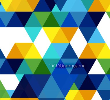 Çok renkli üçgenler arka plan, mozaik kavramı döşer.