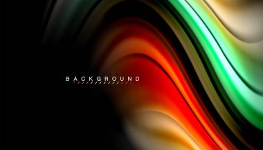 Sıvı renk arka plan, siyah, renkli mermer veya plastik dalga doku zemin, çok renkli şablonu için iş veya teknoloji sunu veya web broşür kapak üzerinde sıvı tasarım bükülmüş