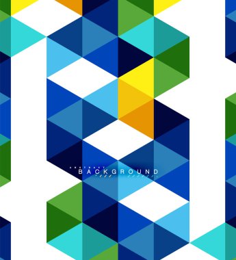 Çok renkli üçgenler arka plan, mozaik kavramı döşer.