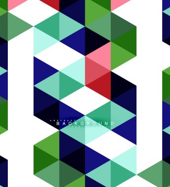 Çok renkli üçgenler arka plan, mozaik kavramı döşer.
