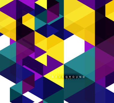 Çok renkli üçgenler arka plan, mozaik kavramı döşer.