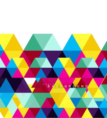 Çok renkli üçgenler arka plan, mozaik kavramı döşer.