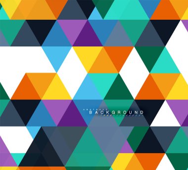 Çok renkli üçgenler arka plan, mozaik kavramı döşer.