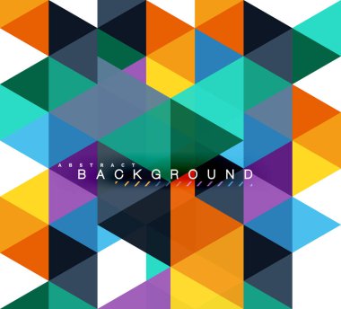Çok renkli üçgenler arka plan, mozaik kavramı döşer.