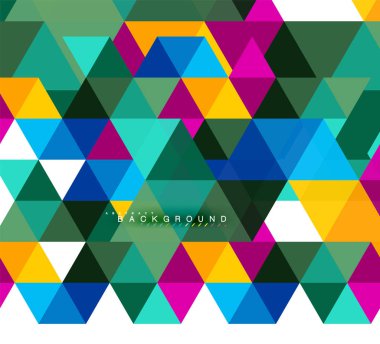 Çok renkli üçgenler arka plan, mozaik kavramı döşer.
