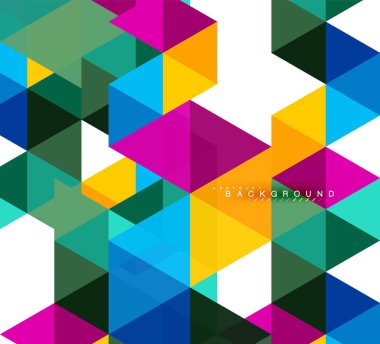 Çok renkli üçgenler arka plan, mozaik kavramı döşer.