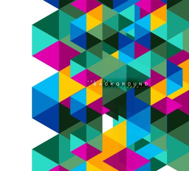 Çok renkli üçgenler arka plan, mozaik kavramı döşer.