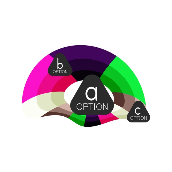 Modelo de design de infográficos de opção geométrica colorida abstrata com opções de abc de amostra. Antecedentes abstratos para apresentação de negócios ou banner de informações — Vetor de Stock