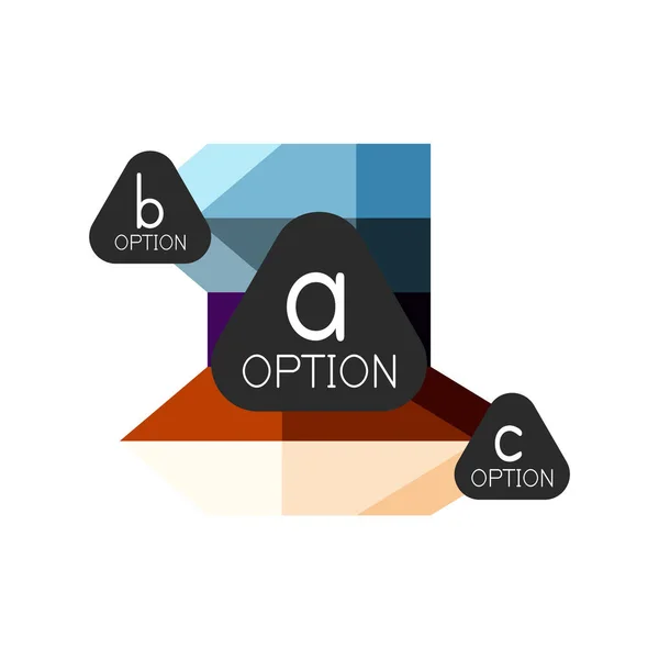 Plantilla de diseño de infografías de opciones geométricas coloridas abstractas con opciones de abc de muestra. Antecedentes abstractos para presentación comercial o banner informativo — Archivo Imágenes Vectoriales