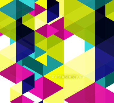 Çok renkli üçgenler arka plan, mozaik kavramı döşer.