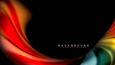 Sıvı renk arka plan, siyah, renkli mermer veya plastik dalga doku zemin, çok renkli şablonu için iş veya teknoloji sunu veya web broşür kapak üzerinde sıvı tasarım bükülmüş