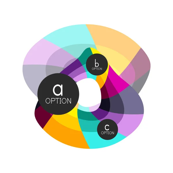 Plantilla de diseño de infografías de opciones geométricas coloridas abstractas con opciones de abc de muestra. Antecedentes abstractos para presentación comercial o banner informativo — Archivo Imágenes Vectoriales