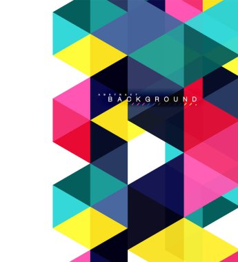 Çok renkli üçgenler arka plan, mozaik kavramı döşer.