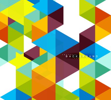 Çok renkli üçgenler arka plan, mozaik kavramı döşer.