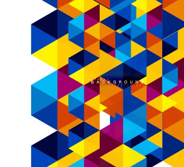 Çok renkli üçgenler arka plan, mozaik kavramı döşer.