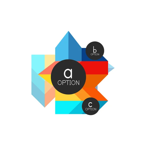 Modelo de design de infográficos de opção geométrica colorida abstrata com opções de abc de amostra. Antecedentes abstratos para apresentação de negócios ou banner de informações —  Vetores de Stock