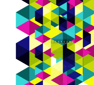 Çok renkli üçgenler arka plan, mozaik kavramı döşer.