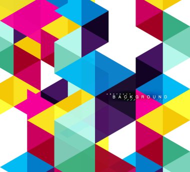 Çok renkli üçgenler arka plan, mozaik kavramı döşer.